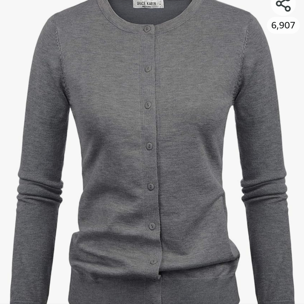 Dark gray button down stretchy sweater size large